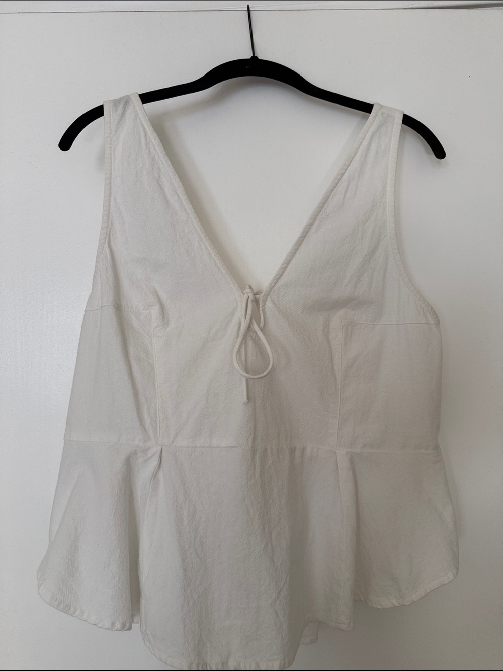 Free People Women's Cream V-Neck Peplum Tank Top Size XL